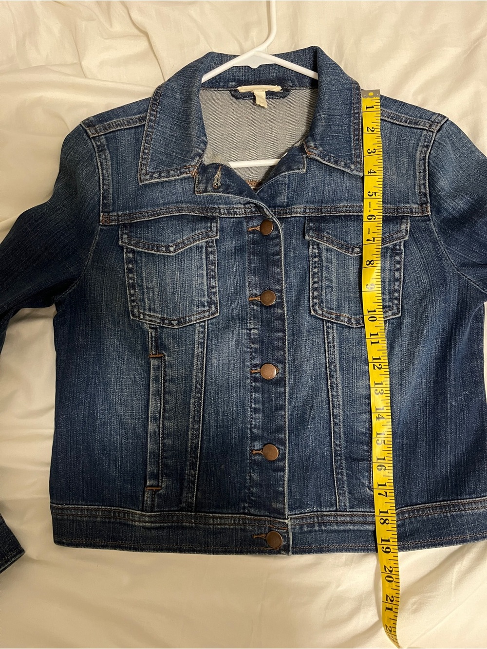 Eileen Fisher Blue Denim Jacket cropped minimalist - Picture 6 of 6